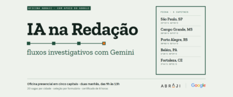 Conheça os instrutores do curso presencial 'IA na Redação: fluxos investigativos com Gemini'