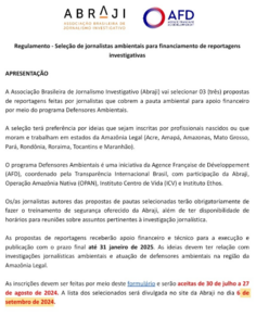 Regulamento - Seleção de jornalistas ambientais para financiamento de reportagens investigativas